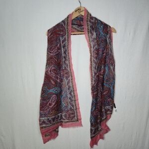 Talbots Pink Toned Paisley Scarf Cotton And Silk